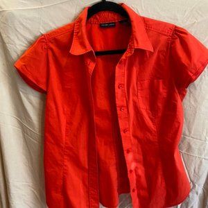 Orange Button-Down Blouse